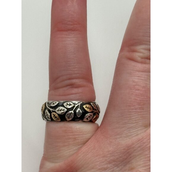 Pandora Sterling Silver Tree of Life Leaf Design Band Ring Size 5.75 - Picture 9 of 10